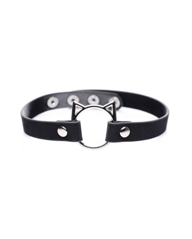 Kinky Kitty Ring Slim Choker - PU Leather - Black