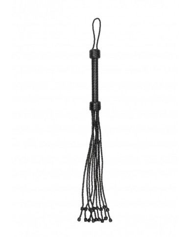 Short Leather  Braided Flogger - Black