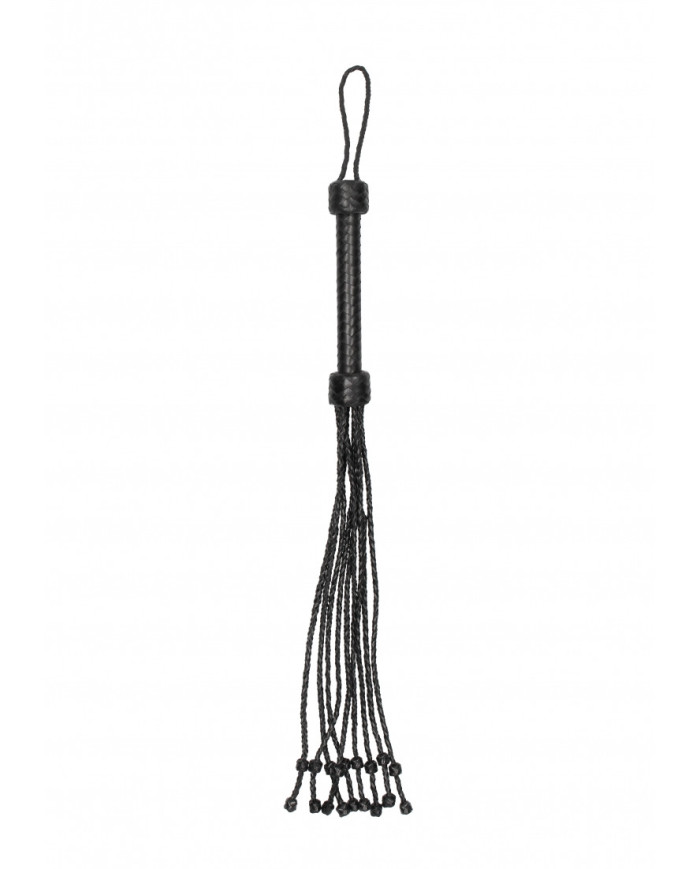 Short Leather  Braided Flogger - Black