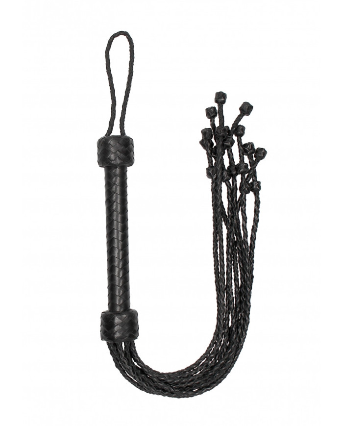 Short Leather  Braided Flogger - Black