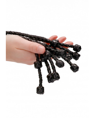 Short Leather  Braided Flogger - Black