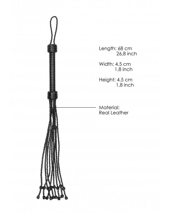 Short Leather  Braided Flogger - Black