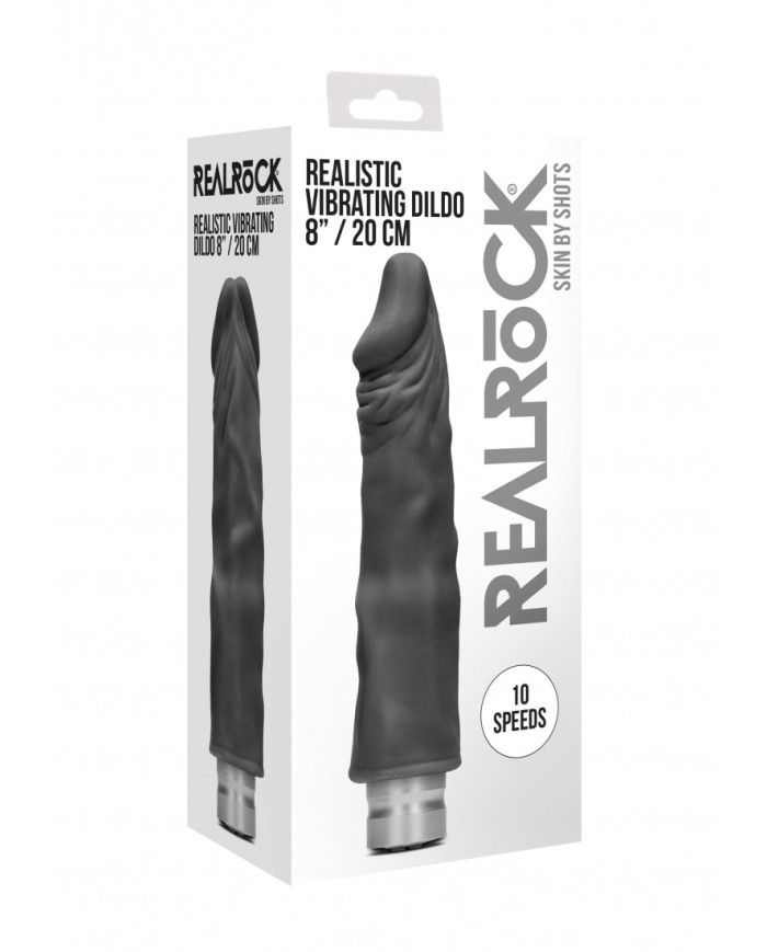 8    20 cm Realistic Vibrating Dildo - Black