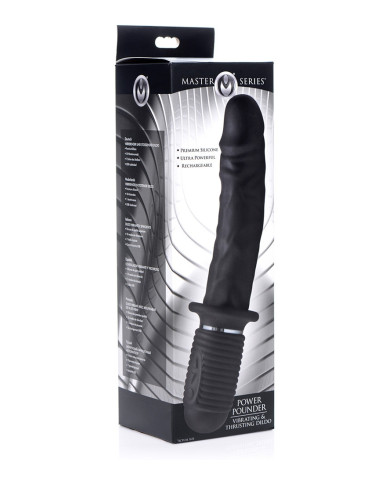 Power Pounder Vibrating and Thrusting Silicone Dildo - Black