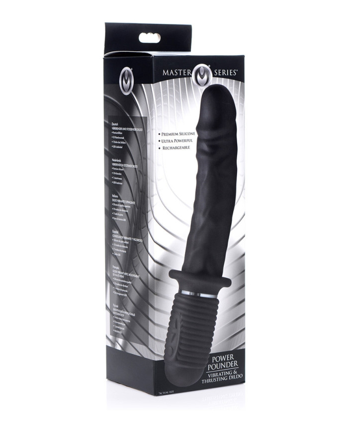 Power Pounder Vibrating and Thrusting Silicone Dildo - Black