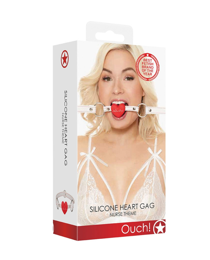 Silicone Heart Gag - Nurse Theme - White
