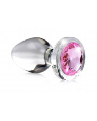 Plug Anale in Vetro con Pietra Pink Gem - Large