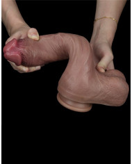 LoveToy - Dual Layered Silicone Dildo 27 cm (  5.3 cm) - Brown