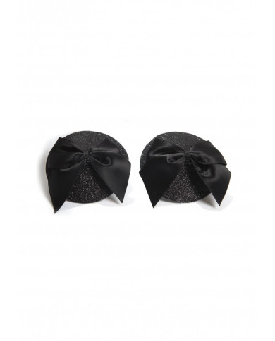 Burlesque Pasties - Glitter and Satin Bow Nipple Stickers Burlesque Pasties - Glitter and Satin Bow Nipple Stickers