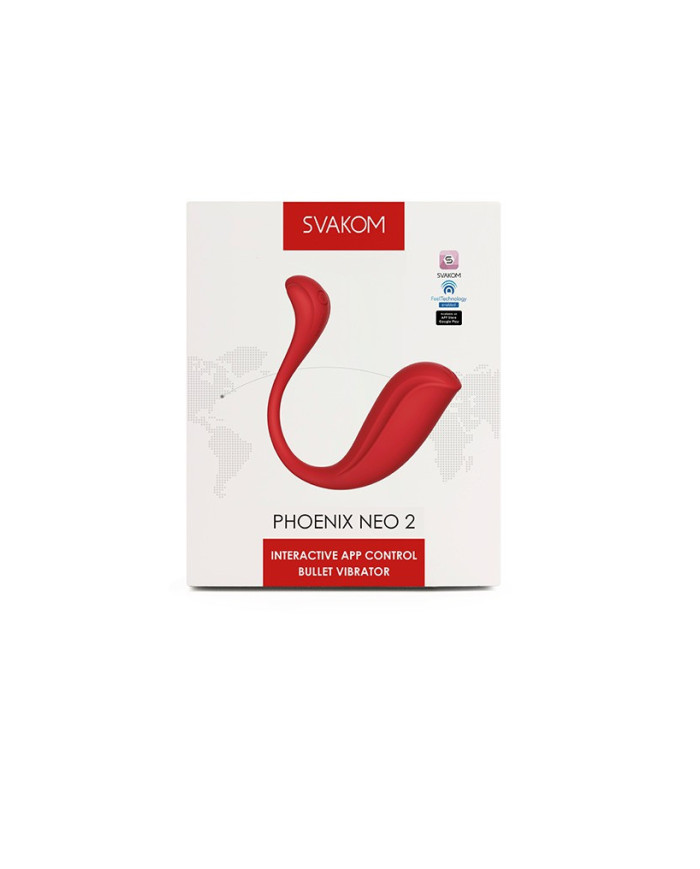SVAKOM - Phoenix Neo 2 - Interactive Bullet Vibrator with App Control - Red
