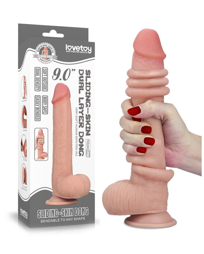 LoveToy - Sliding Skin Dildo 9    23 cm (  3.5 CM) - Nude