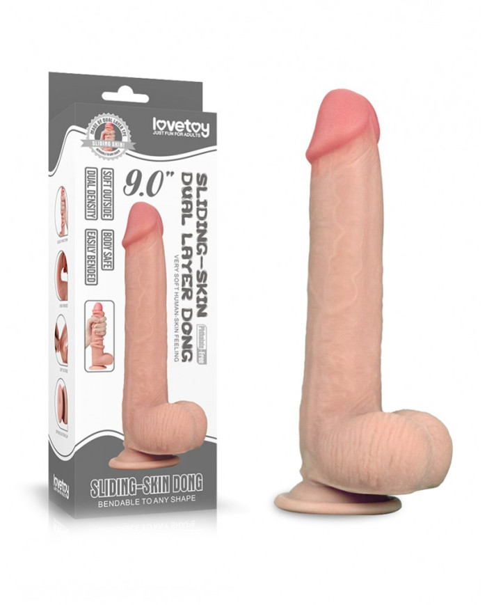 LoveToy - Sliding Skin Dildo 9    23 cm (  3.5 CM) - Nude