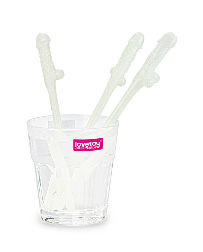LoveToy - Glow in The Dark Willy Straws - Pack van 9