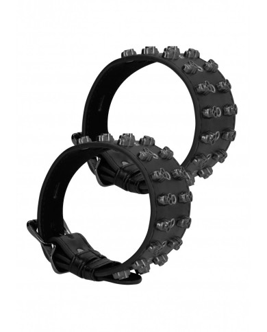 Ouch  Skulls and Bones - Ankle Cuffs with Skulls - Black Ouch  Skulls and Bones - Ankle Cuffs with Skulls - Black