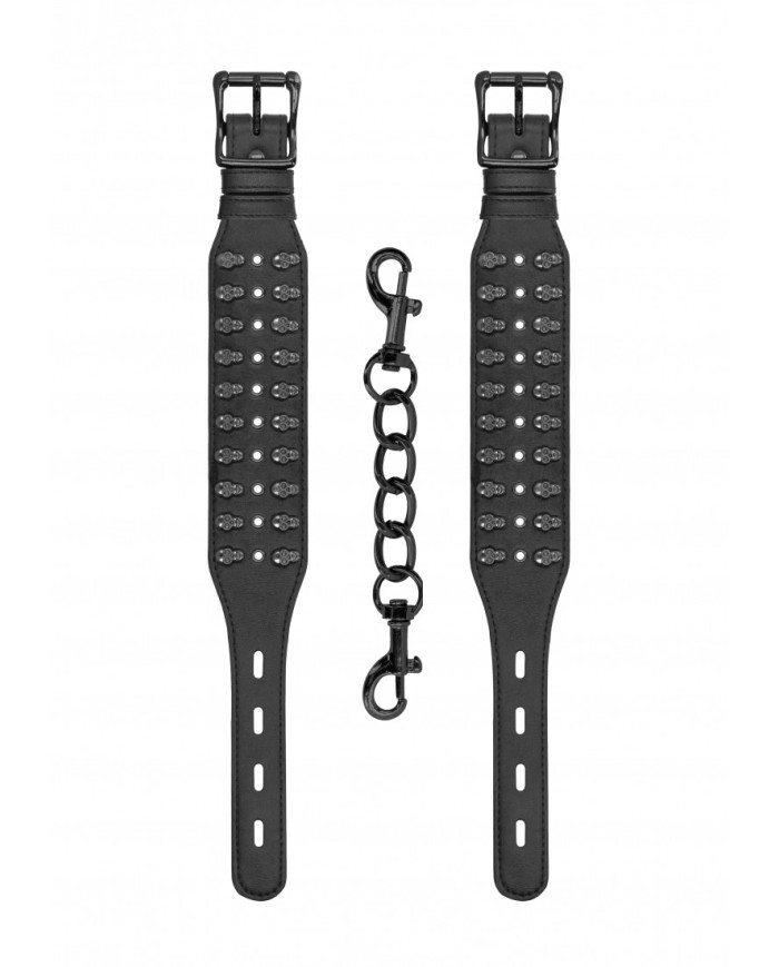 Ouch  Skulls and Bones - Ankle Cuffs with Skulls - Black