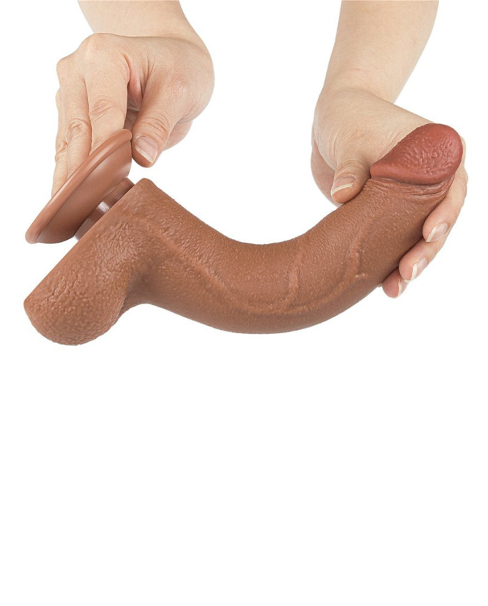 LoveToy - Sliding Skin Dildo 20 cm (  4 cm) - Brown