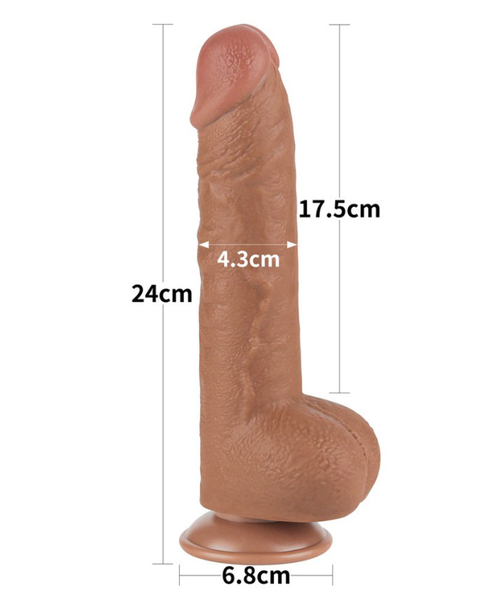 LoveToy - Sliding Skin Dildo 24 cm (  4.3 cm) - Brown