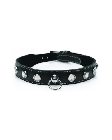 Bling Vixen - Leather Choker with Rhinestones