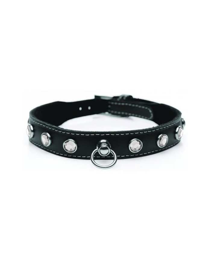 Bling Vixen - Leather Choker with Rhinestones