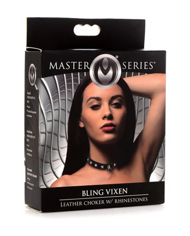 Bling Vixen - Leather Choker with Rhinestones