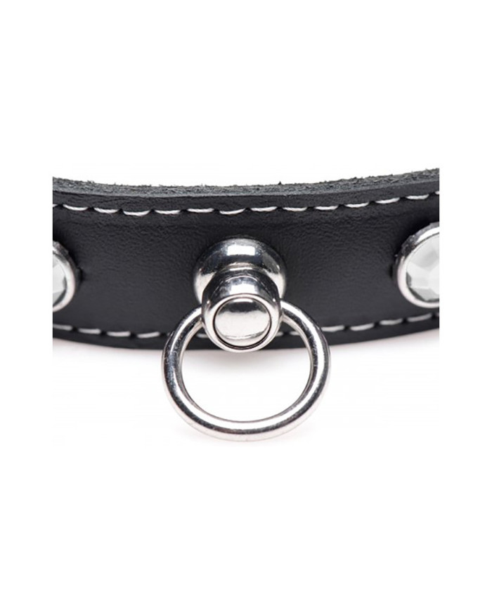 Bling Vixen - Leather Choker with Rhinestones