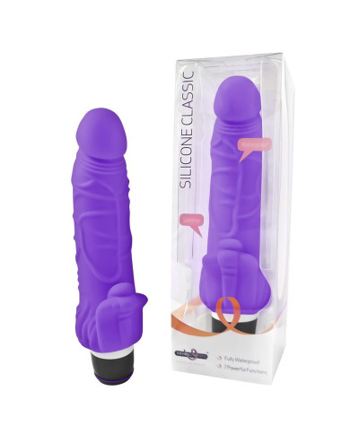 Seven Creations Silicone Classic Vibe With Clit Stim Purple