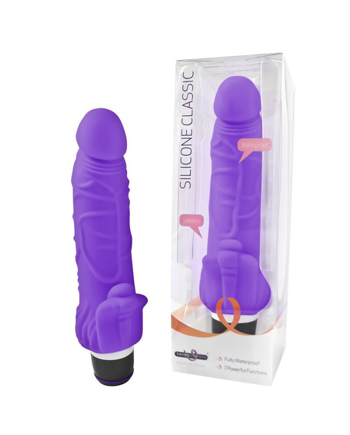 Seven Creations Silicone Classic Vibe With Clit Stim Purple Seven Creations Silicone Classic Vibe With Clit Stim Purple