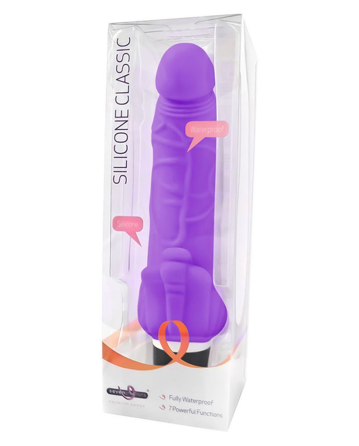 Seven Creations Silicone Classic Vibe With Clit Stim Purple Seven Creations Silicone Classic Vibe With Clit Stim Purple