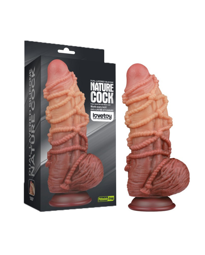 LoveToy - Extreme Dildo with Rope Pattern 24 cm - Brown   Nude