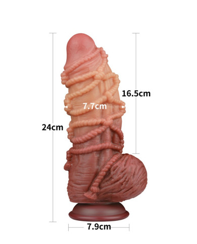 LoveToy - Extreme Dildo with Rope Pattern 24 cm - Brown   Nude