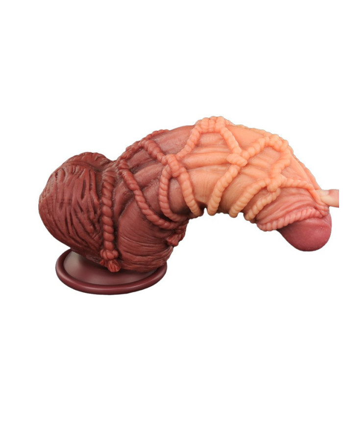 LoveToy - Extreme Dildo with Rope Pattern 24 cm - Brown   Nude