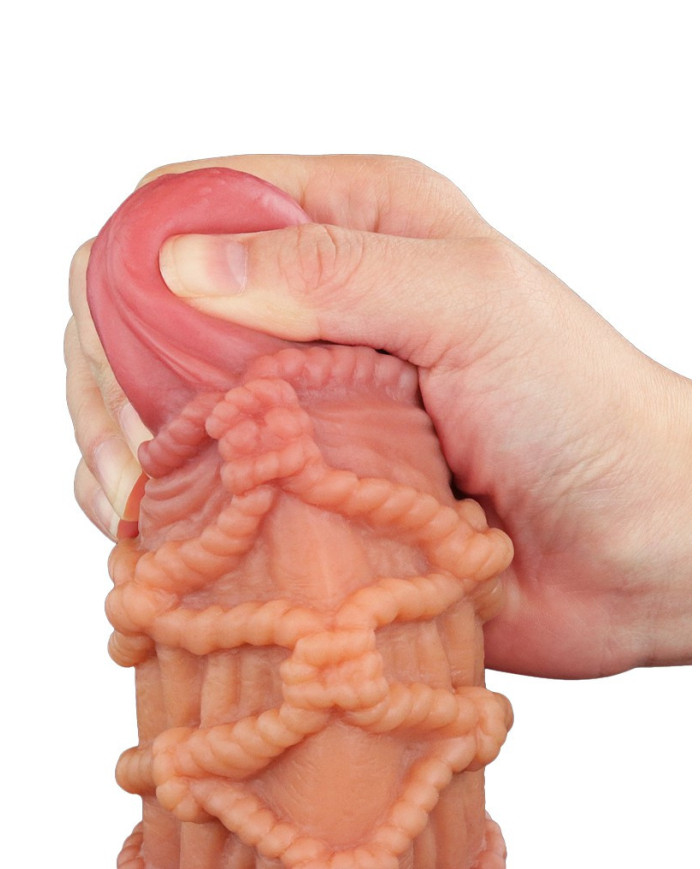 LoveToy - Extreme Dildo with Rope Pattern 24 cm - Brown   Nude