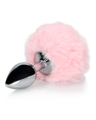 Bunny Tail with Metal Butt Plug - Pink