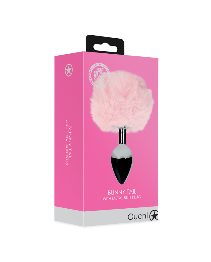 Bunny Tail with Metal Butt Plug - Pink