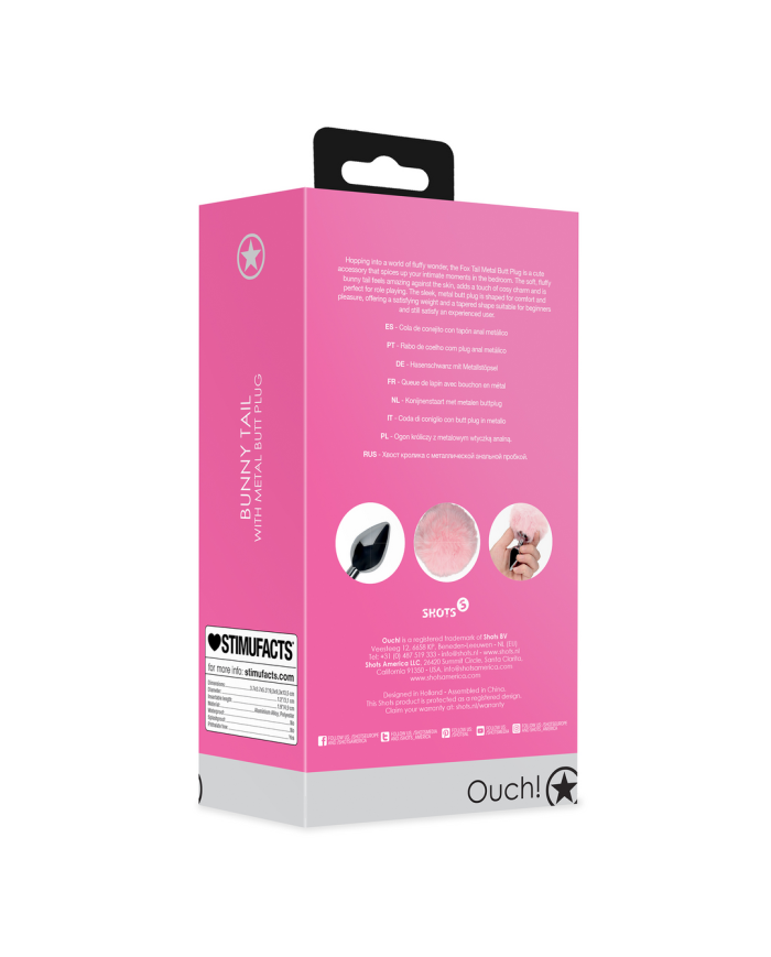 Bunny Tail with Metal Butt Plug - Pink