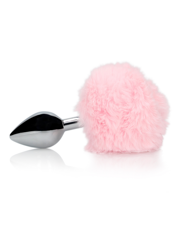 Bunny Tail with Metal Butt Plug - Pink