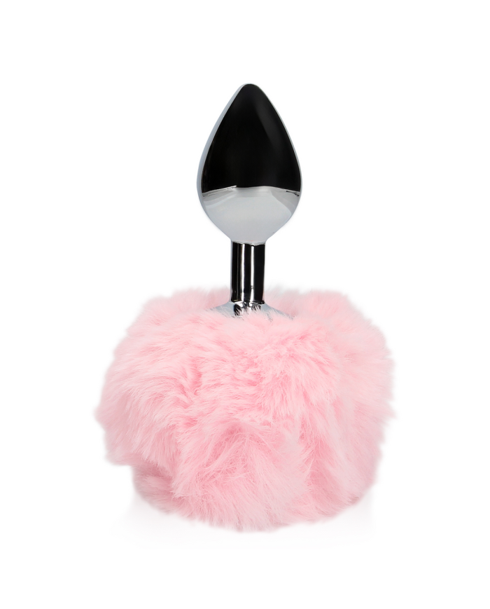 Bunny Tail with Metal Butt Plug - Pink